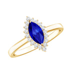Rosec Jewels-Marquise Cut Lab Grown Blue Sapphire and Diamond Halo Engagement Ring
