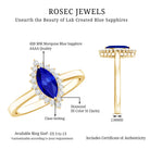 Rosec Jewels-Marquise Cut Lab Grown Blue Sapphire and Diamond Halo Engagement Ring