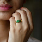 Natural Emerald Thick Band Ring with Certificate AAA - Rosec Jewels