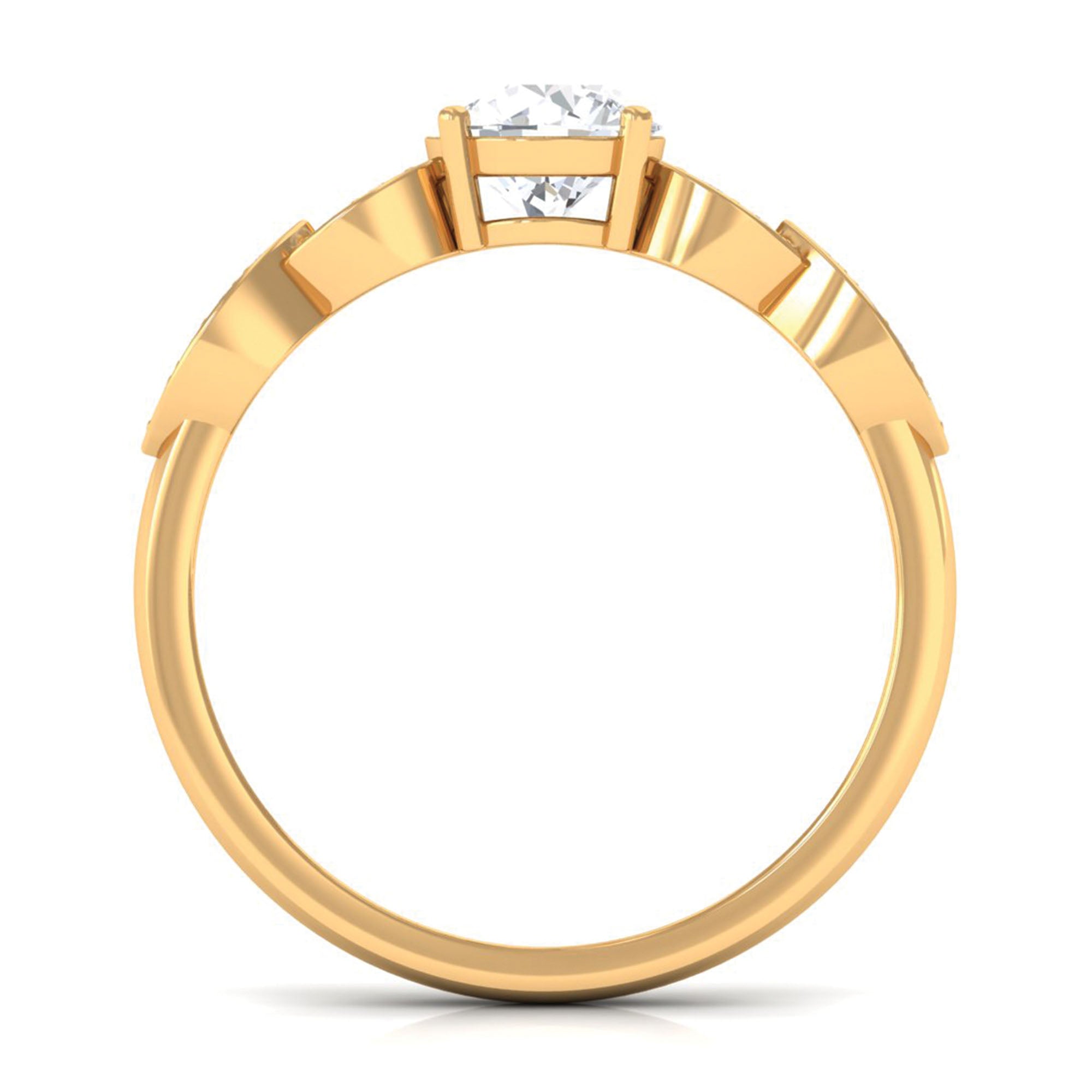Classic Round Zirconia Engagement Ring with Side Stones AAAA - Rosec Jewels