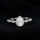 Cubic Zirconia Pear Halo Engagement Ring with Side Stones AAAA - Rosec Jewels