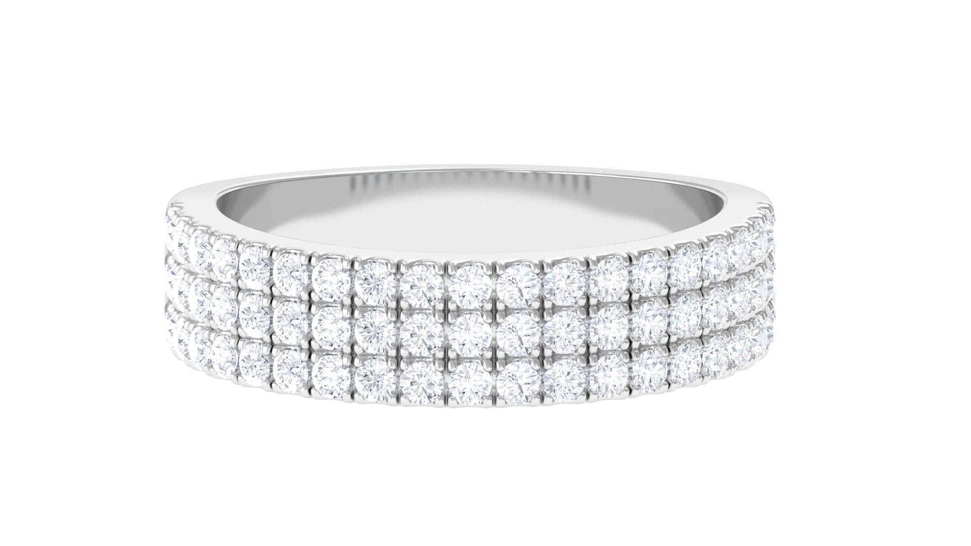 1.50 CT Certified Zircon Semi Eternity Ring in Pave Setting AAAA - Rosec Jewels