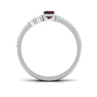 Real Garnet Diamond Emerald Cut Engagement Ring with Enhancer AAA - Rosec Jewels