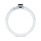 Emerald Cut Black Onyx and Diamond Bridal Ring Set AAA - Rosec Jewels