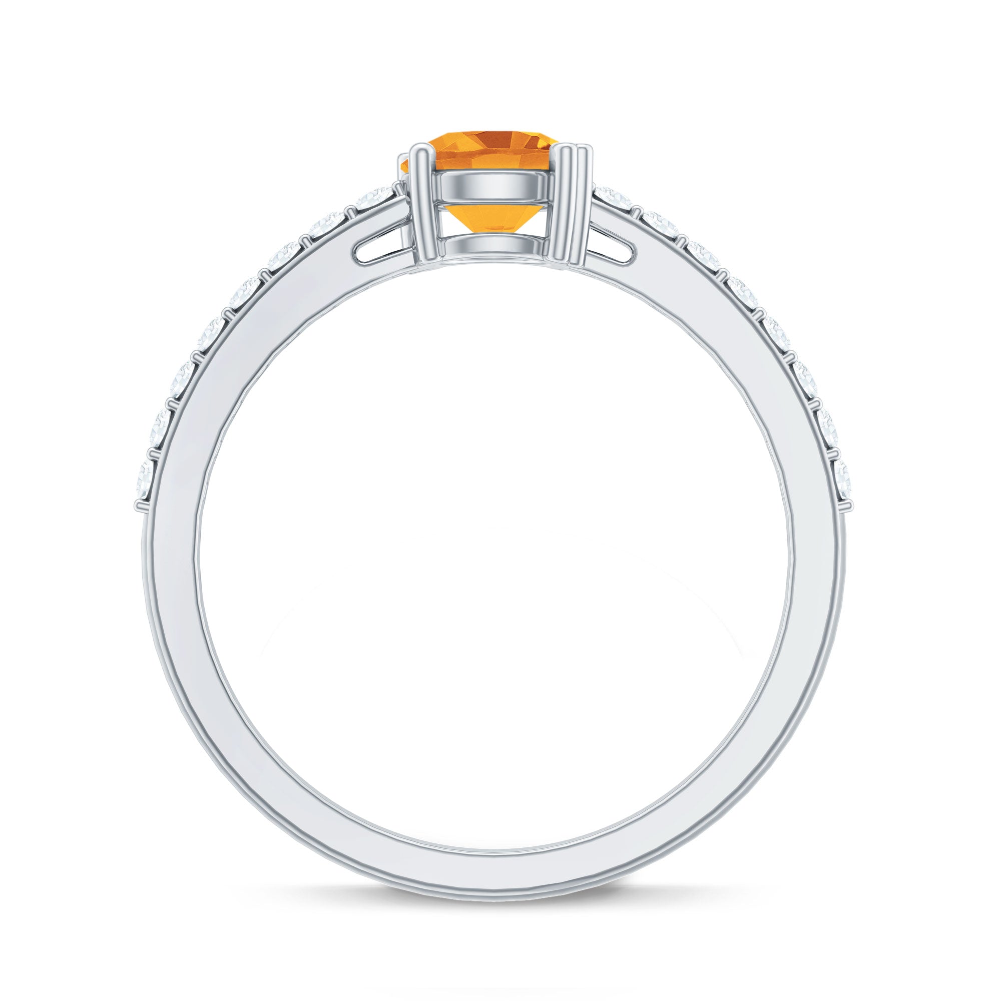 Rosec Jewels-Natural Citrine Promise Ring with Diamond