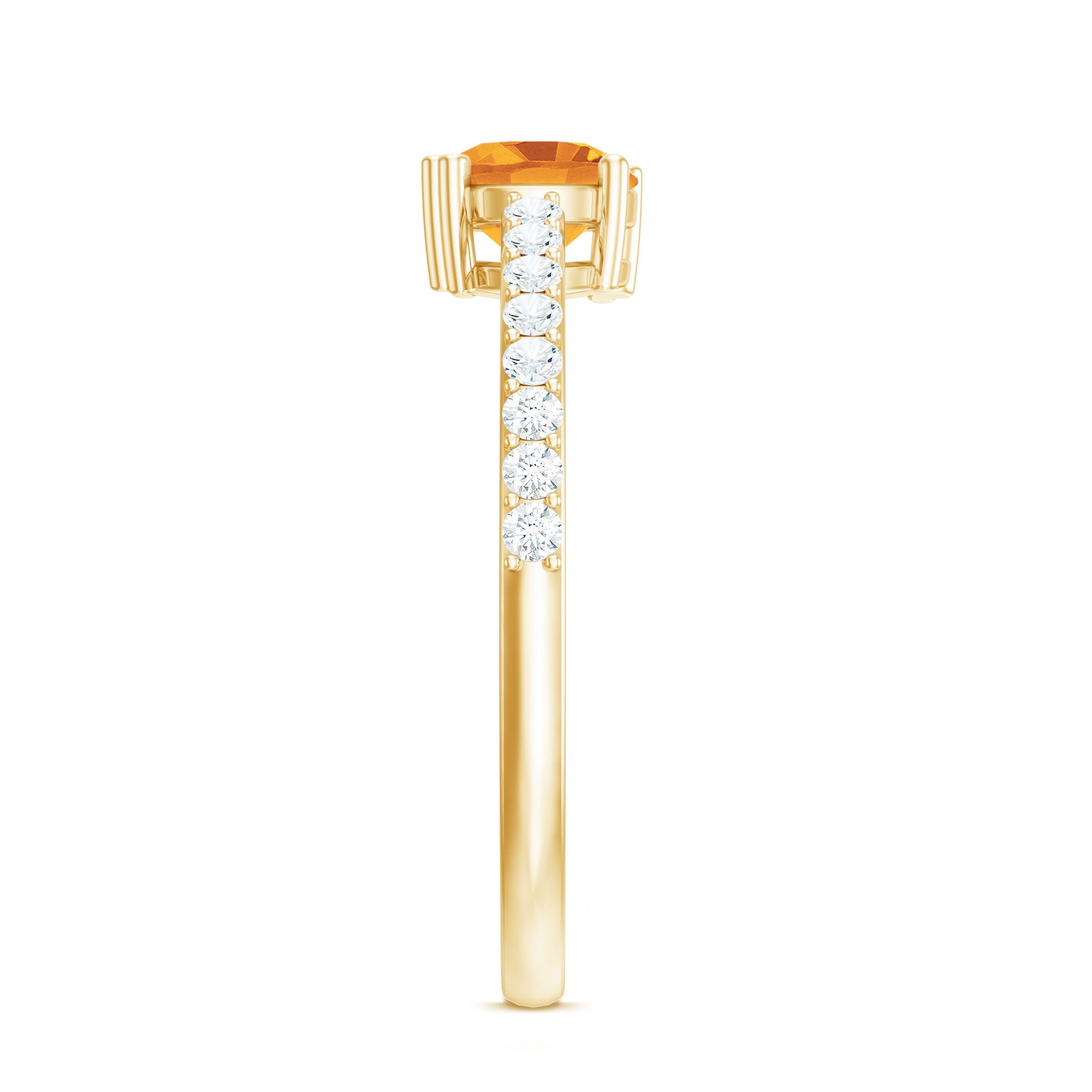 Rosec Jewels-Natural Citrine Promise Ring with Diamond