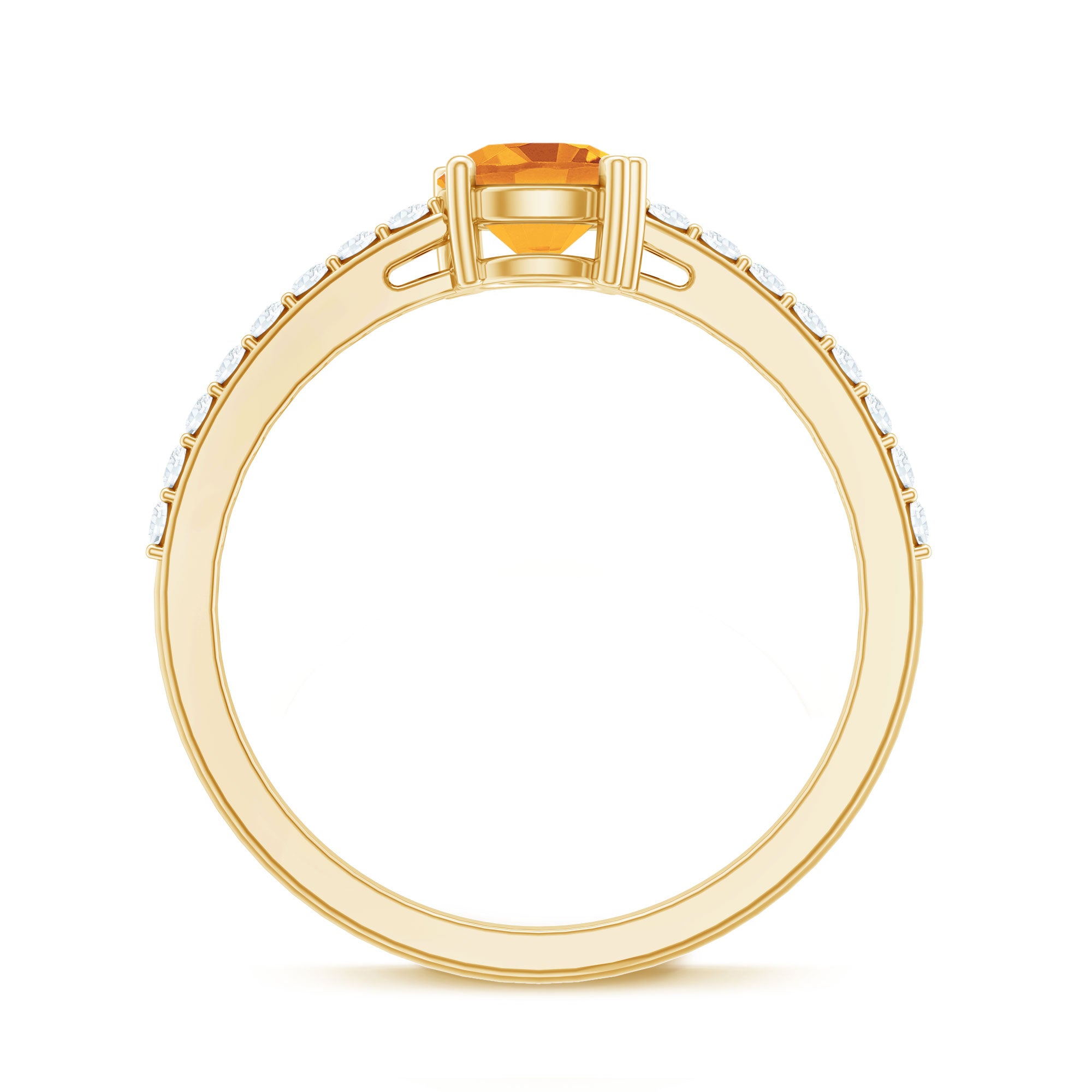 Rosec Jewels-Natural Citrine Promise Ring with Diamond