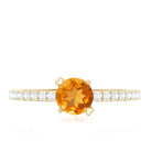 Rosec Jewels-Natural Citrine Promise Ring with Diamond