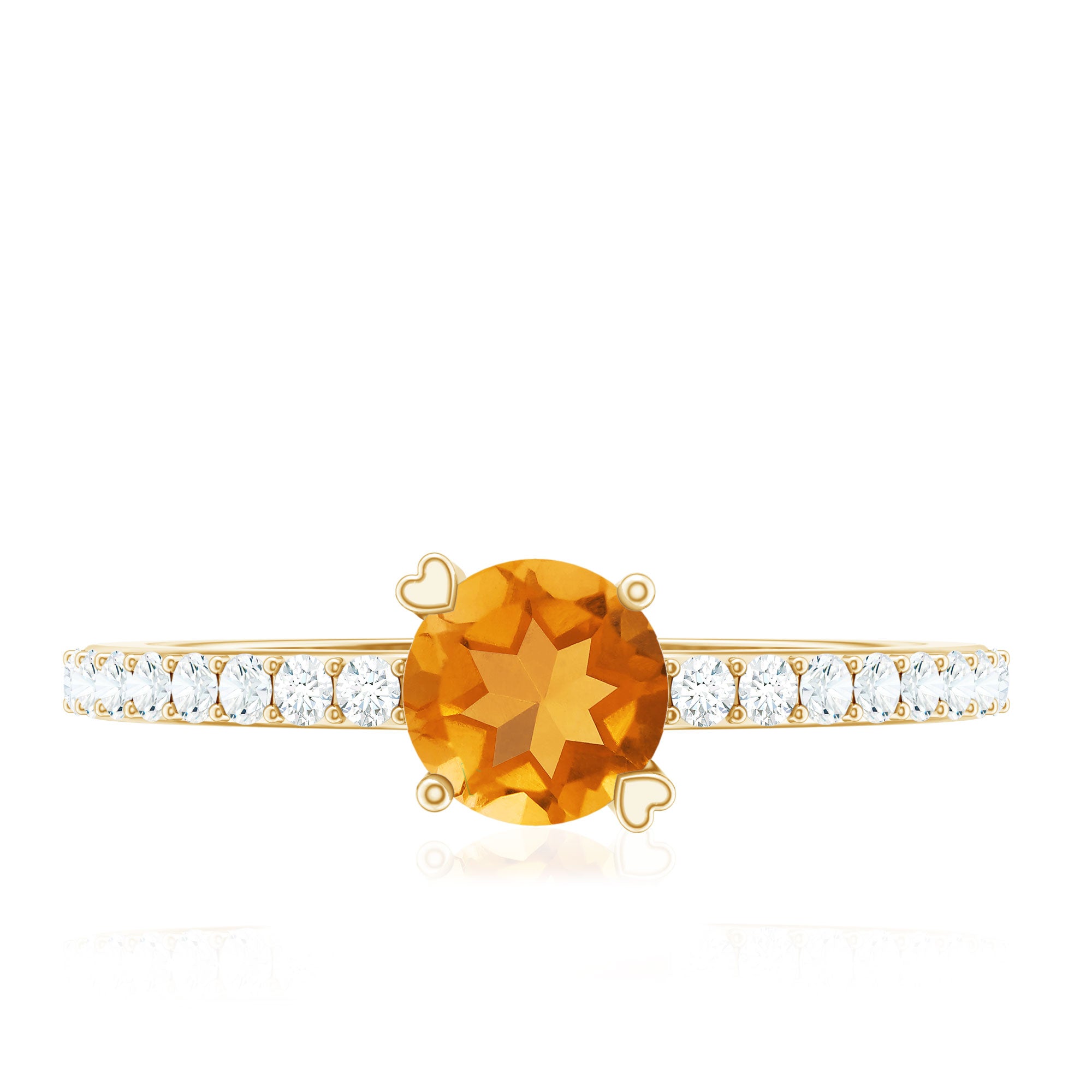 Rosec Jewels-Natural Citrine Promise Ring with Diamond