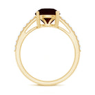 Certified Natural 8mm Garnet Big Engagement Ring with Diamond AAA - Rosec Jewels