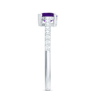 Genuine Amethyst Promise Ring with Diamond for Women AAA - Rosec Jewels