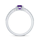 Genuine Amethyst Promise Ring with Diamond for Women AAA - Rosec Jewels