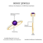 Genuine Amethyst Promise Ring with Diamond for Women AAA - Rosec Jewels