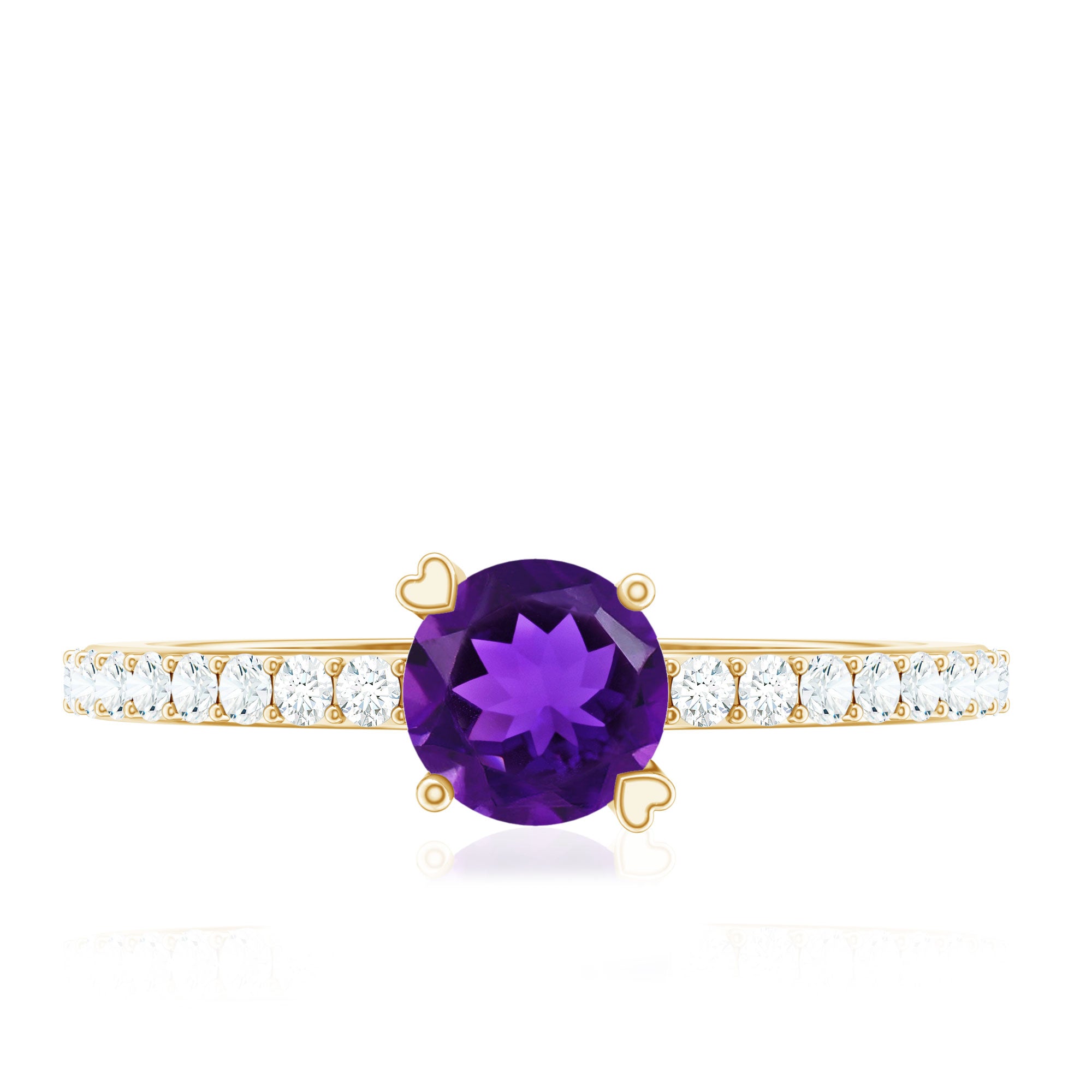 Rosec Jewels-Genuine Amethyst Promise Ring with Diamond for Women