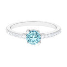 Designer Set Aquamarine Solitaire Engagement Ring with Diamond AAA - Rosec Jewels