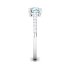Designer Set Aquamarine Solitaire Engagement Ring with Diamond AAA - Rosec Jewels