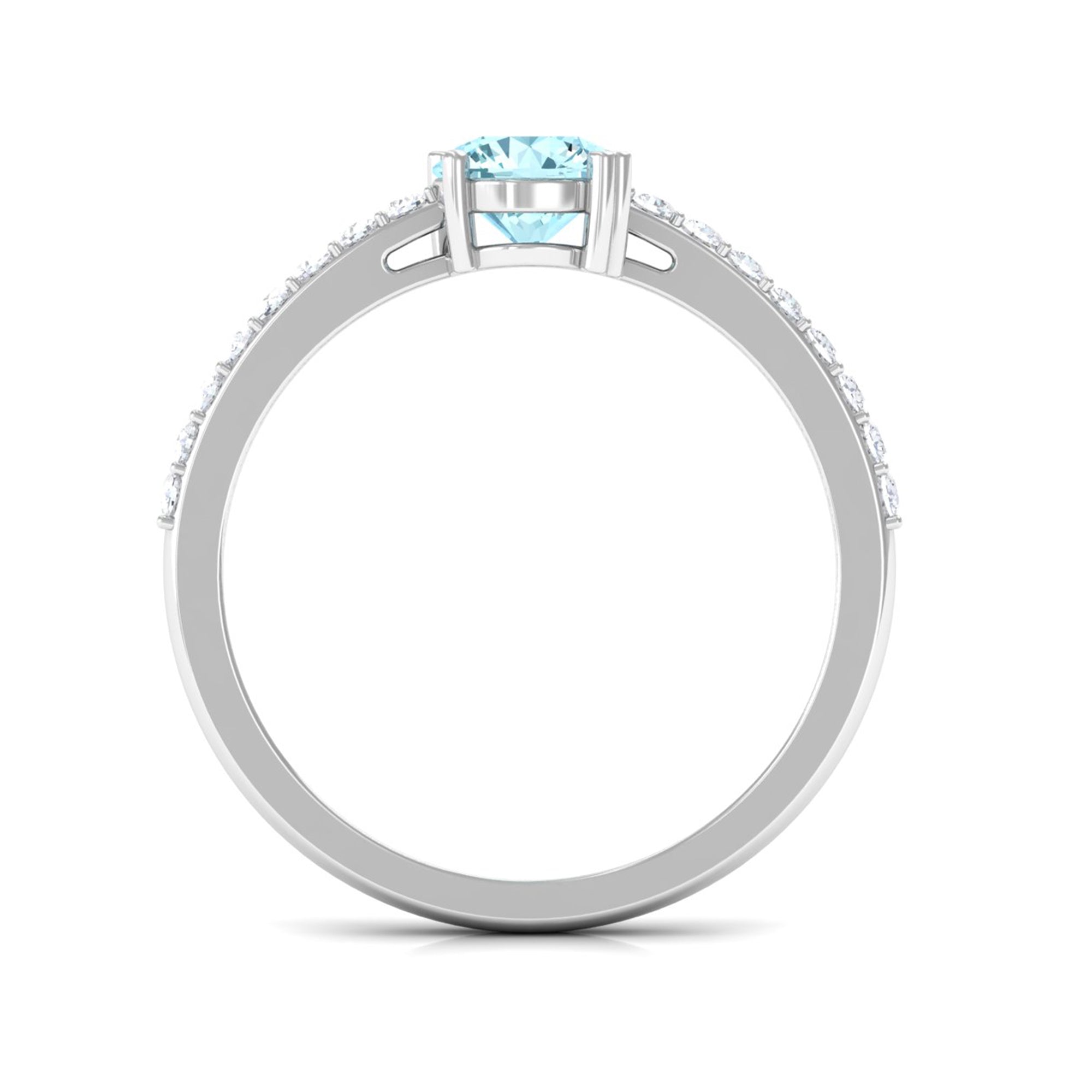 Designer Set Aquamarine Solitaire Engagement Ring with Diamond AAA - Rosec Jewels
