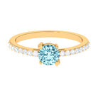 Designer Set Aquamarine Solitaire Engagement Ring with Diamond AAA - Rosec Jewels