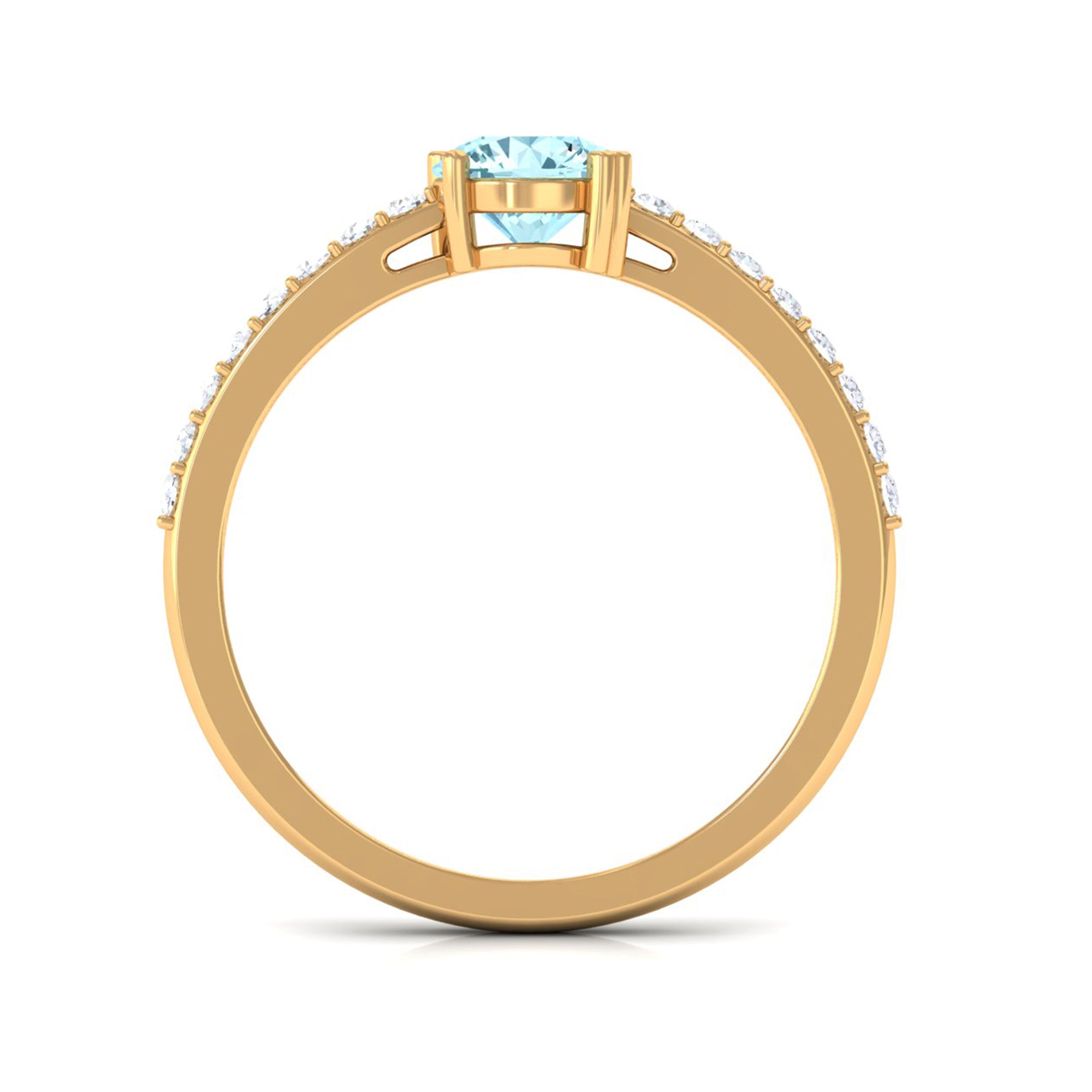 Designer Set Aquamarine Solitaire Engagement Ring with Diamond AAA - Rosec Jewels