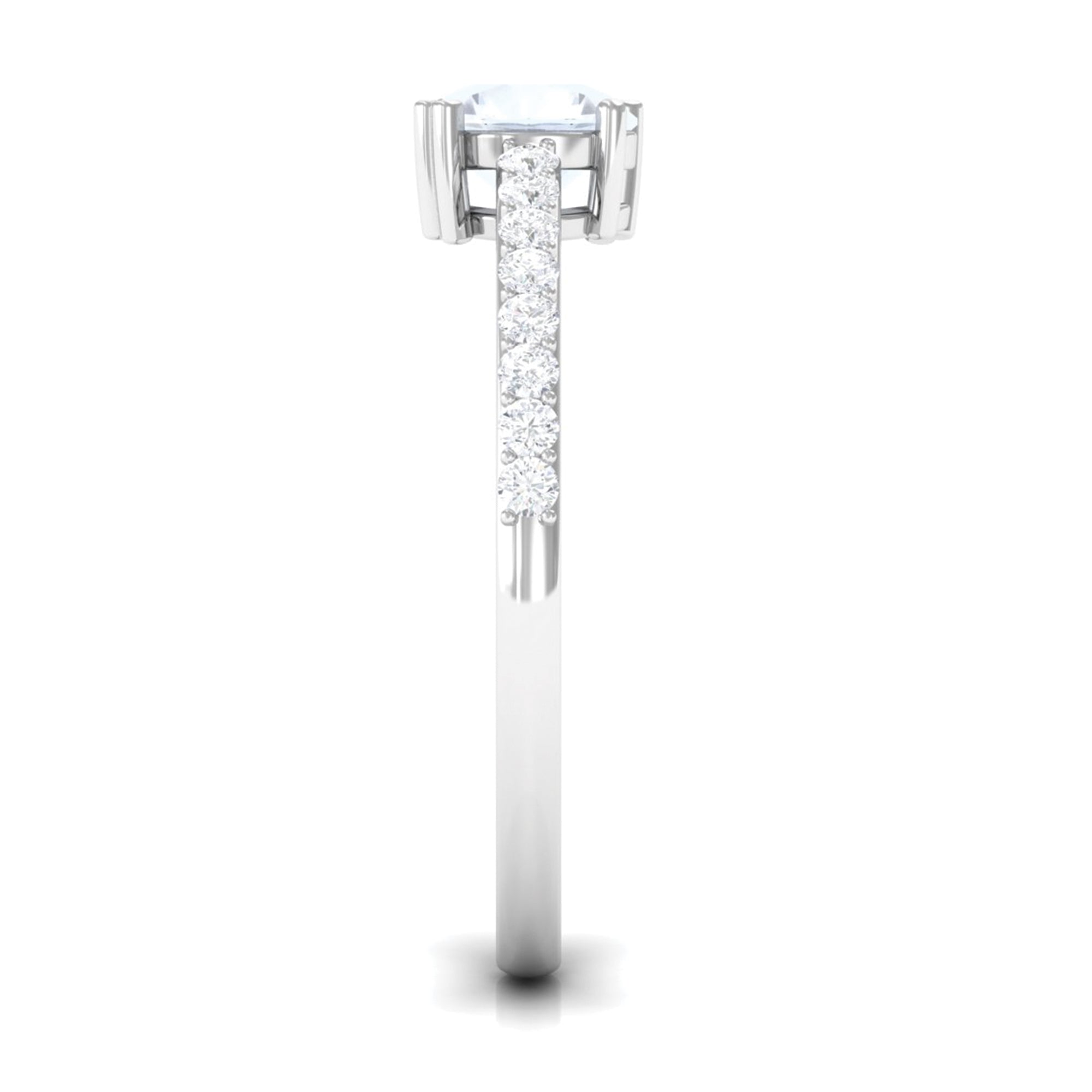 Natural Moonstone Solitaire Promise Ring with Diamond AAA - Rosec Jewels