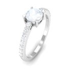 Natural Moonstone Solitaire Promise Ring with Diamond AAA - Rosec Jewels