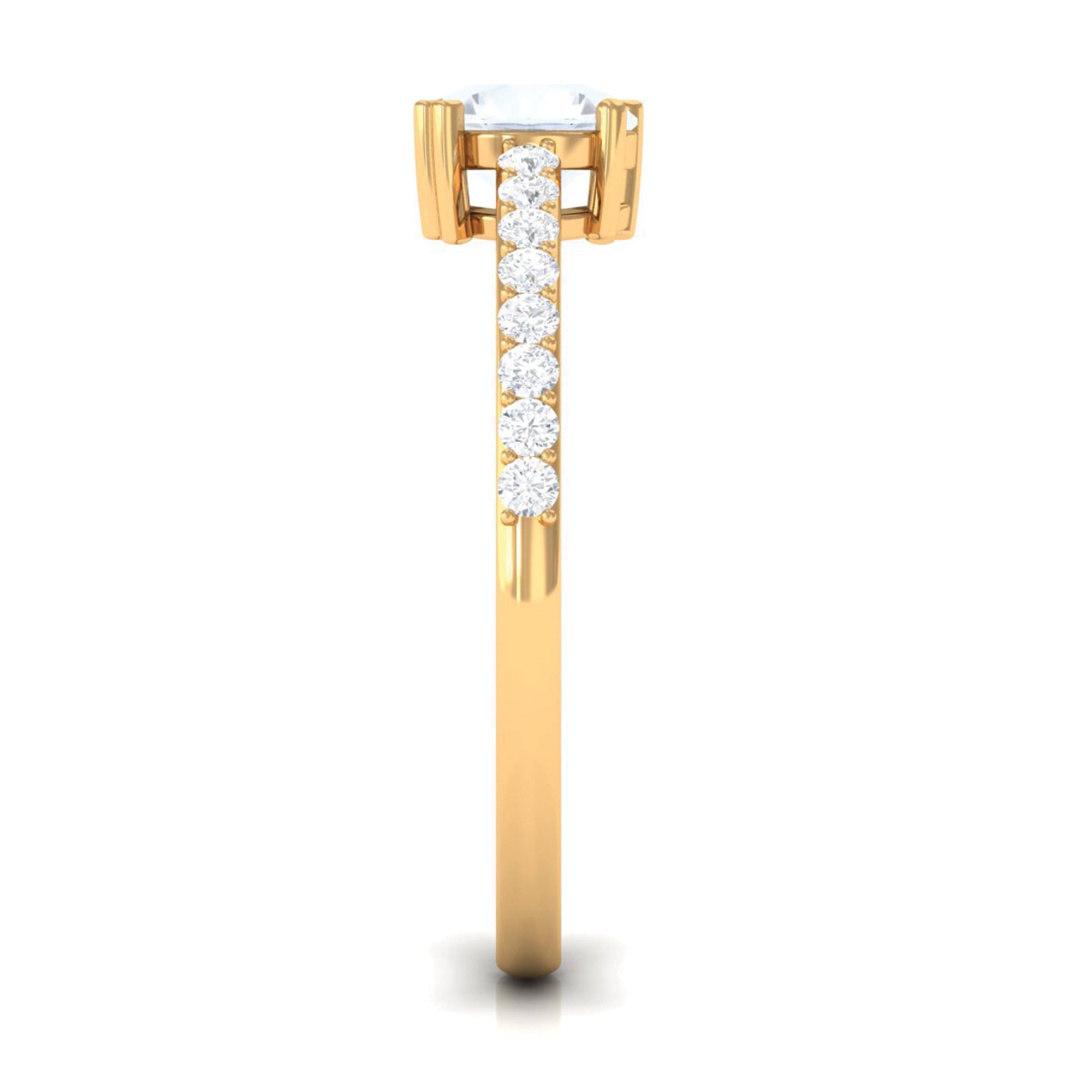 Natural Moonstone Solitaire Promise Ring with Diamond AAA - Rosec Jewels