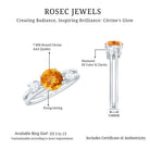 Real Citrine Diamond Double Band Engagement Ring AAA - Rosec Jewels