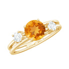 Real Citrine Diamond Double Band Engagement Ring AAA - Rosec Jewels