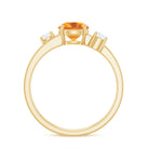 Real Citrine Diamond Double Band Engagement Ring AAA - Rosec Jewels