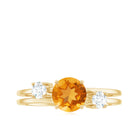 Real Citrine Diamond Double Band Engagement Ring AAA - Rosec Jewels