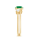 Natural Emerald Diamond Three Stone Engagement Ring AAA - Rosec Jewels