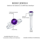 Natural 1.2 Carat Amethyst Double Band Engagement Ring with Diamond AAA - Rosec Jewels