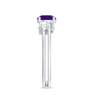Natural 1.2 Carat Amethyst Double Band Engagement Ring with Diamond AAA - Rosec Jewels