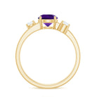 Natural 1.2 Carat Amethyst Double Band Engagement Ring with Diamond AAA - Rosec Jewels