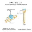 0.8 Carat Aquamarine and Diamond 3 Stone Engagement Ring with Double Band Shank AAA - Rosec Jewels
