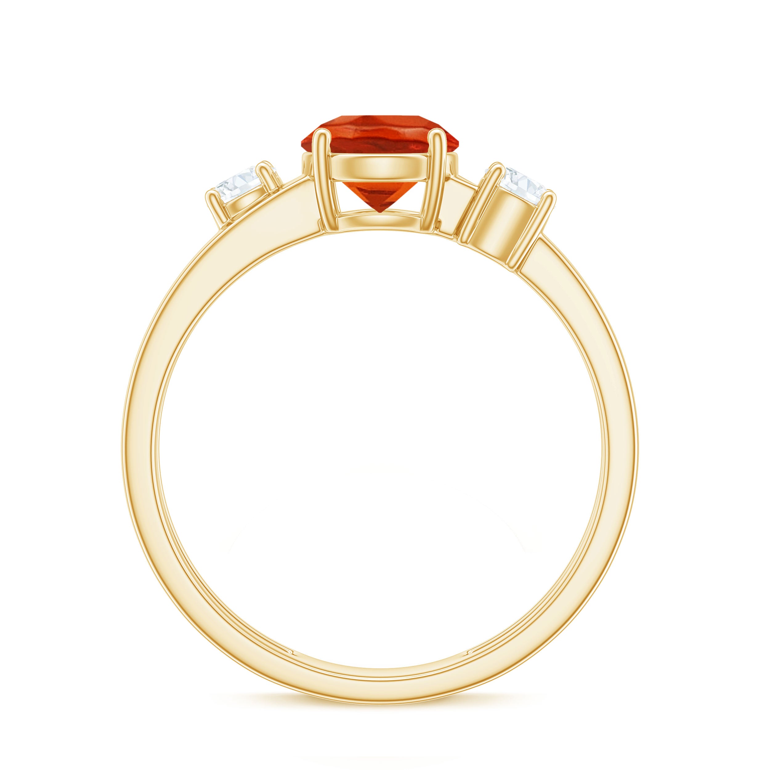 Rosec Jewels-Double Band Engagement Ring with Fire Opal and Diamond