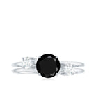 Real Black Onyx and Diamond Double Band Engagement Ring AAA - Rosec Jewels