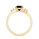Real Black Onyx and Diamond Double Band Engagement Ring AAA - Rosec Jewels