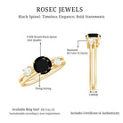 Natural Black Spinel Diamond Double Band Engagement Ring AAA - Rosec Jewels