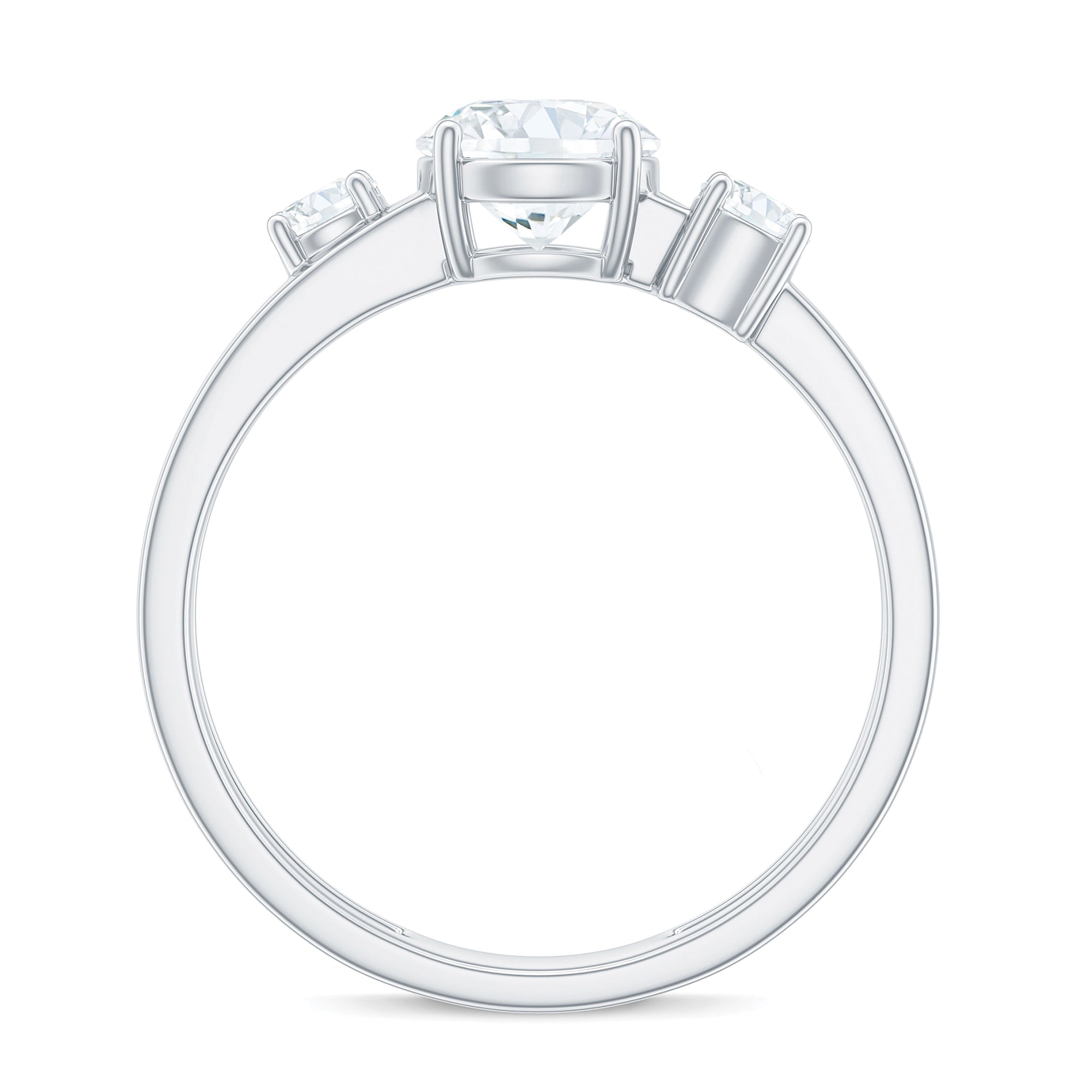 Certified Cubic Zirconia Three Stone Double Band Ring AAAA - Rosec Jewels