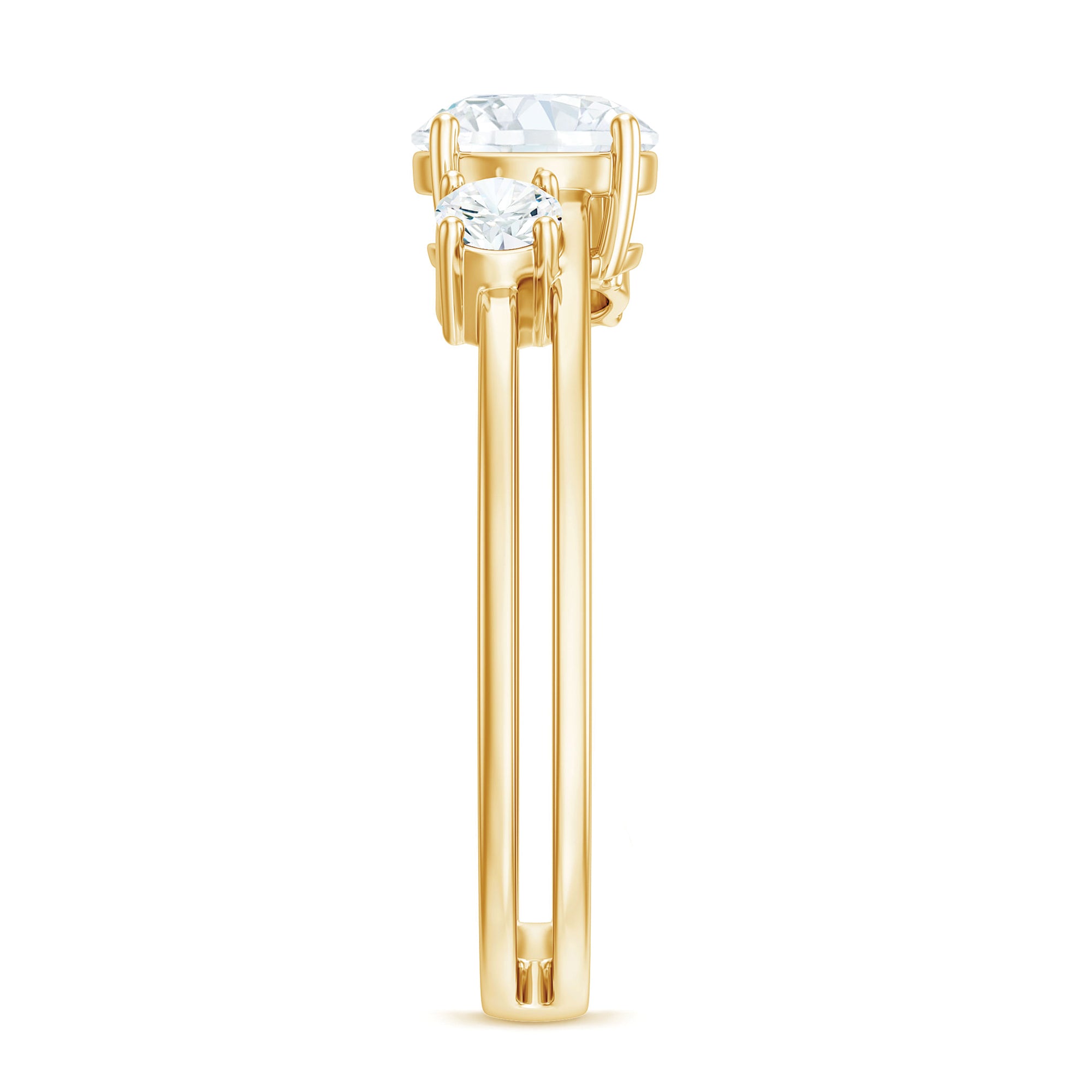 Certified Cubic Zirconia Three Stone Double Band Ring AAAA - Rosec Jewels