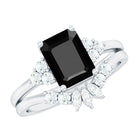 Created Black Diamond Engagement Ring Set with Diamond AAAA ( Synthetic ) - Rosec Jewels