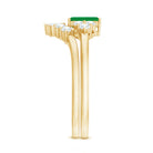 Certified Real Emerald Diamond Emerald Cut Engagement Ring and Wedding Band AAA - Rosec Jewels