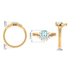 Natural Emerald Cut Aquamarine Marriage Ring Set with Diamond AAA - Rosec Jewels