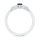 Emerald Cut Black Onyx Engagement Ring with Diamond Wedding Band AAA - Rosec Jewels