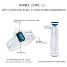 4X6mm Emerald Cut London Blue Topaz Solitaire Trio Ring Set with Diamond AAA - Rosec Jewels