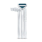 4X6mm Emerald Cut London Blue Topaz Solitaire Trio Ring Set with Diamond AAA - Rosec Jewels