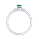 Natural Emerald Cut Emerald Diamond Bridal Ring Set of 3 AAA - Rosec Jewels