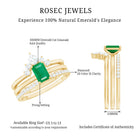 Natural Emerald Cut Emerald Diamond Bridal Ring Set of 3 AAA - Rosec Jewels