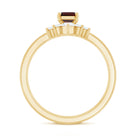 Natural Emerald Cut Garnet Diamond 3 Piece Wedding Ring Set AAA - Rosec Jewels